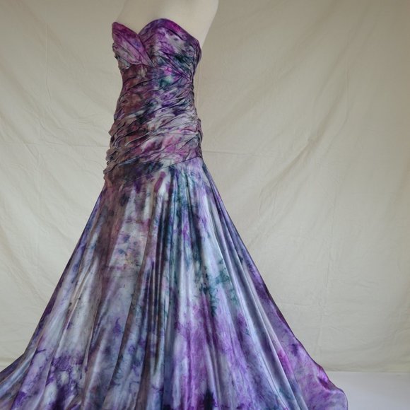 NEW Silk Wedding gown ivory silver white pink purple small medium dyed 4 6 8 10 - Picture 14 of 16